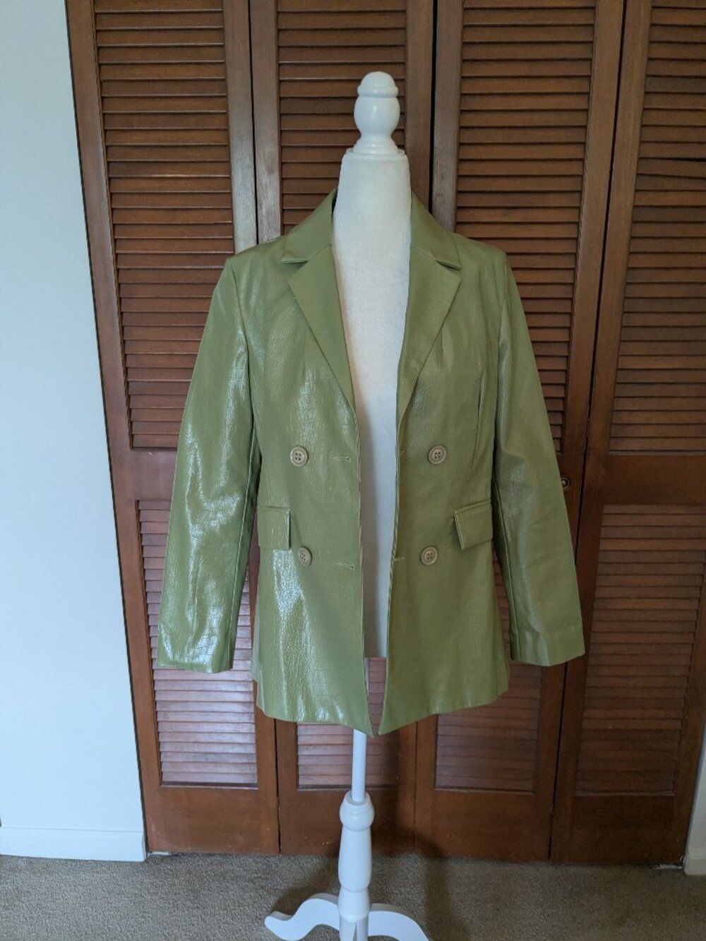 Princess Polly Green Ellen Faux Leather Blazer